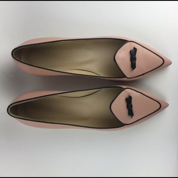 JCREW NWT LEATHER Pointed Toe Bow Flats 8.5 Pink - Picture 5 of 6